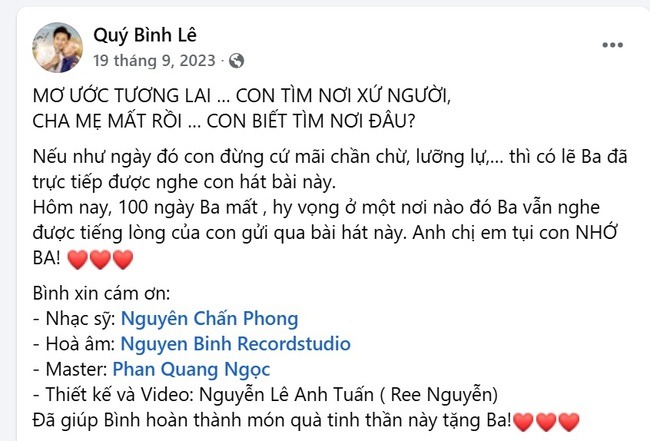 Nghẹn ngào với ca khúc cuối cùng của Quý Bình